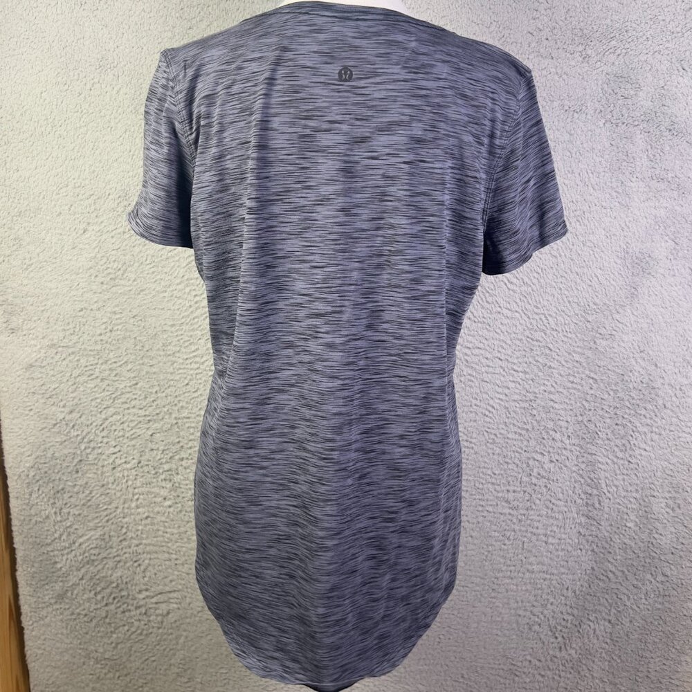 Lululemon Shirt Womens 8 Heather Gray Black Short Sleeve Athletic Gym Preppy - Picture 3 of 7